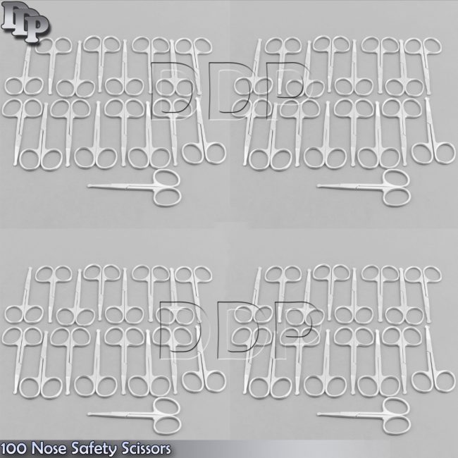 100 Safety Scissors Mustache,Nose, Ear Hair Pet Grooming, Manicure 3.5" STRAIGHT