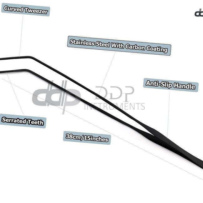 12 inch Black Curved Aquarium Tweezers Stainless Steel Curved Tweezers DS-1430
