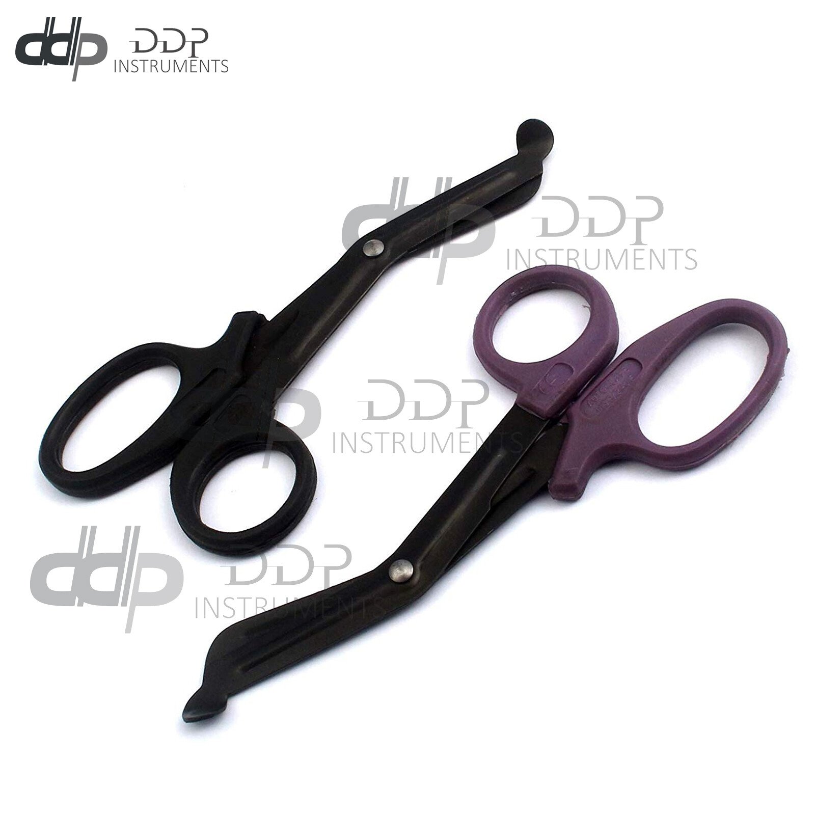 2 (Black Purple) Fluoride Black Coated Trauma Paramedic EMT Shears Scissors 5.5"