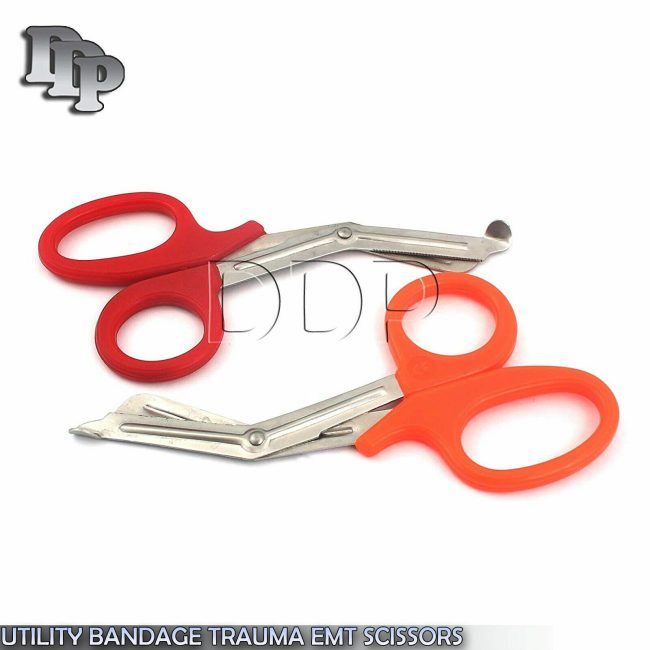 2 PARAMEDIC UTILITY BANDAGE TRAUMA EMT EMS SHEARS SCISSORS 5.5 INCH-ORANGE RED
