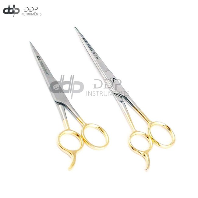 2 Pcs 5.5" 6.5" Hair Cutting Scissors/barber Shears - Ice Tempered Gold Handles