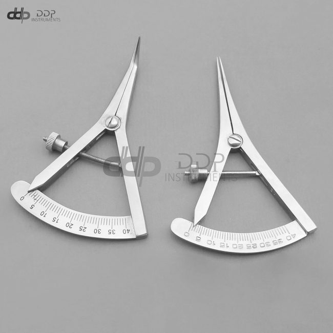 2 Pcs Castroviejo Caliper 3.75'' STR+CVD Graduated 0-40 mm Surgical Dental Inst