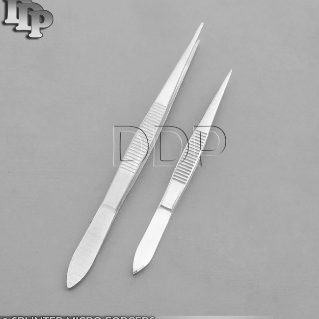2 SPLINTER MICRO FORCEPS 4.5"+ 3.5" FINE POINT SURGICAL INSTRUMENTS