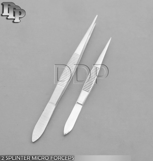 2 SPLINTER MICRO FORCEPS 4.5"+ 3.5" FINE POINT SURGICAL INSTRUMENTS