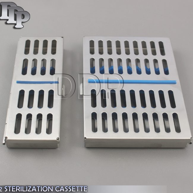 2 STAINLESS STEEL STERILIZATION CASSETTE BOX TRAY FOR 5 AND 10 INSTRUMENTS