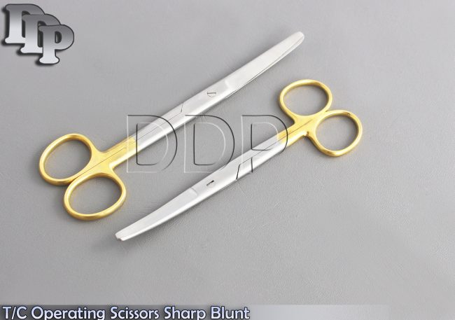 2 T/C Operating Scissors Sharp Blunt 6.5"+5.5" Curved Surgical Instruments