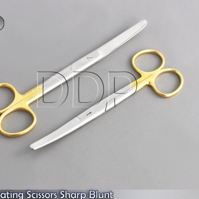 2 T/C Operating Scissors Sharp Blunt 6.5"+5.5" Curved Surgical Instruments