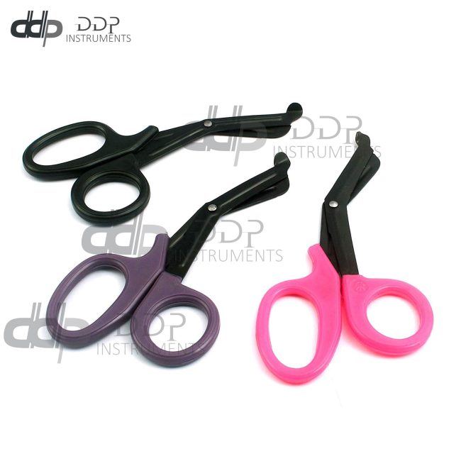 3 (Pink Purple Black) Fluoride Coated Trauma Paramedic EMT Shears Scissors 7.5"