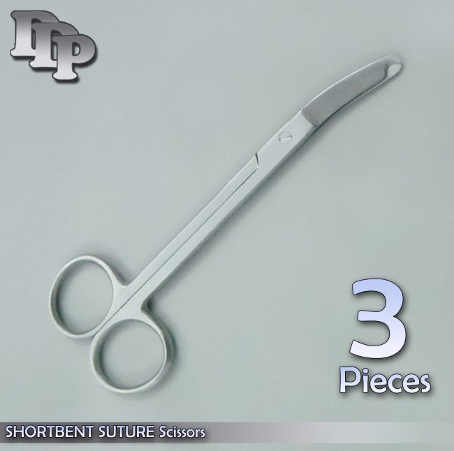 3 SHORTBENT SUTURE Scissors Surgical & Veterinary Instruments 3.50" O.R. GRADE