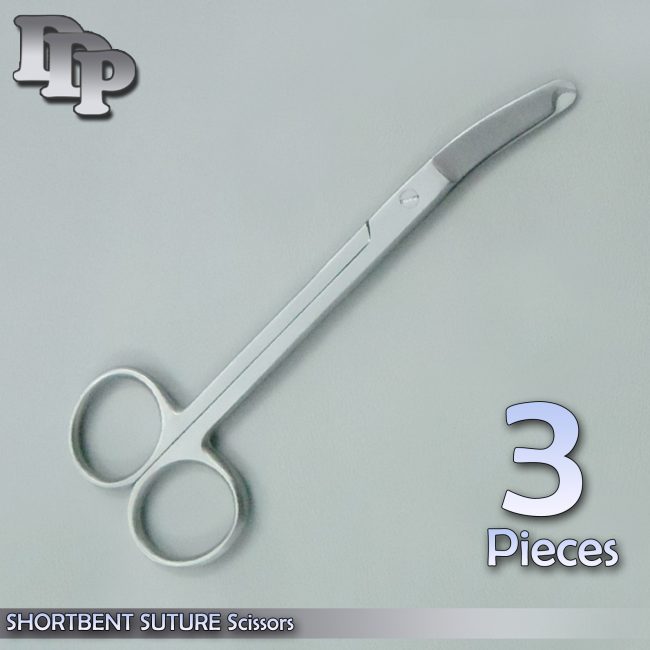 3 SHORTBENT SUTURE Scissors Surgical & Veterinary Instruments 3.50" O.R. GRADE