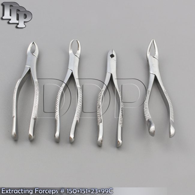 4 Pieces DENTAL TOOTH SURGERY EXTRACTING EXTRACTION FORCEPS #150+#151+#23+#99C