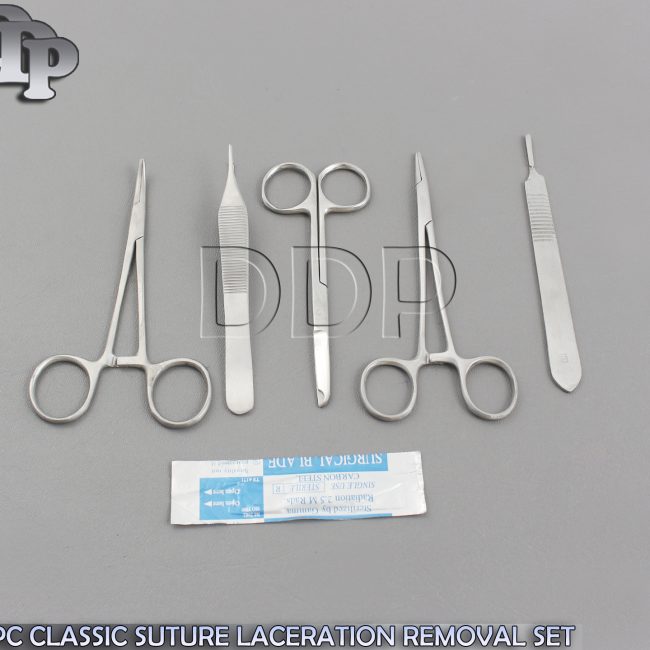 5 PC CLASSIC SUTURE REMOVAL KIT SET (SCALPEL HANDLE #3+ 5 BLADES #15)