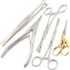 5 Pieces Set Body Piercing Forceps Scissors Kit SPONGE CLAMP Instruments DS-722