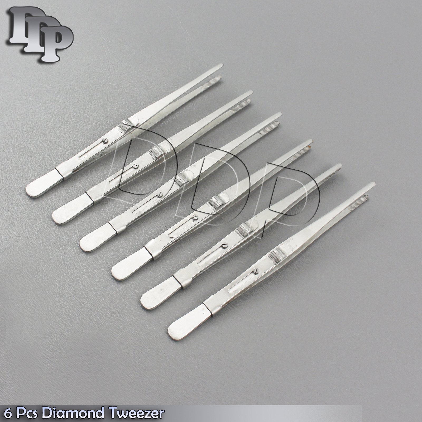 6 PCS DIAMOND TWEEZER GEM & STONE TWEEZERS WITH SLIDE LOCK 6" OVERALL - Image 4
