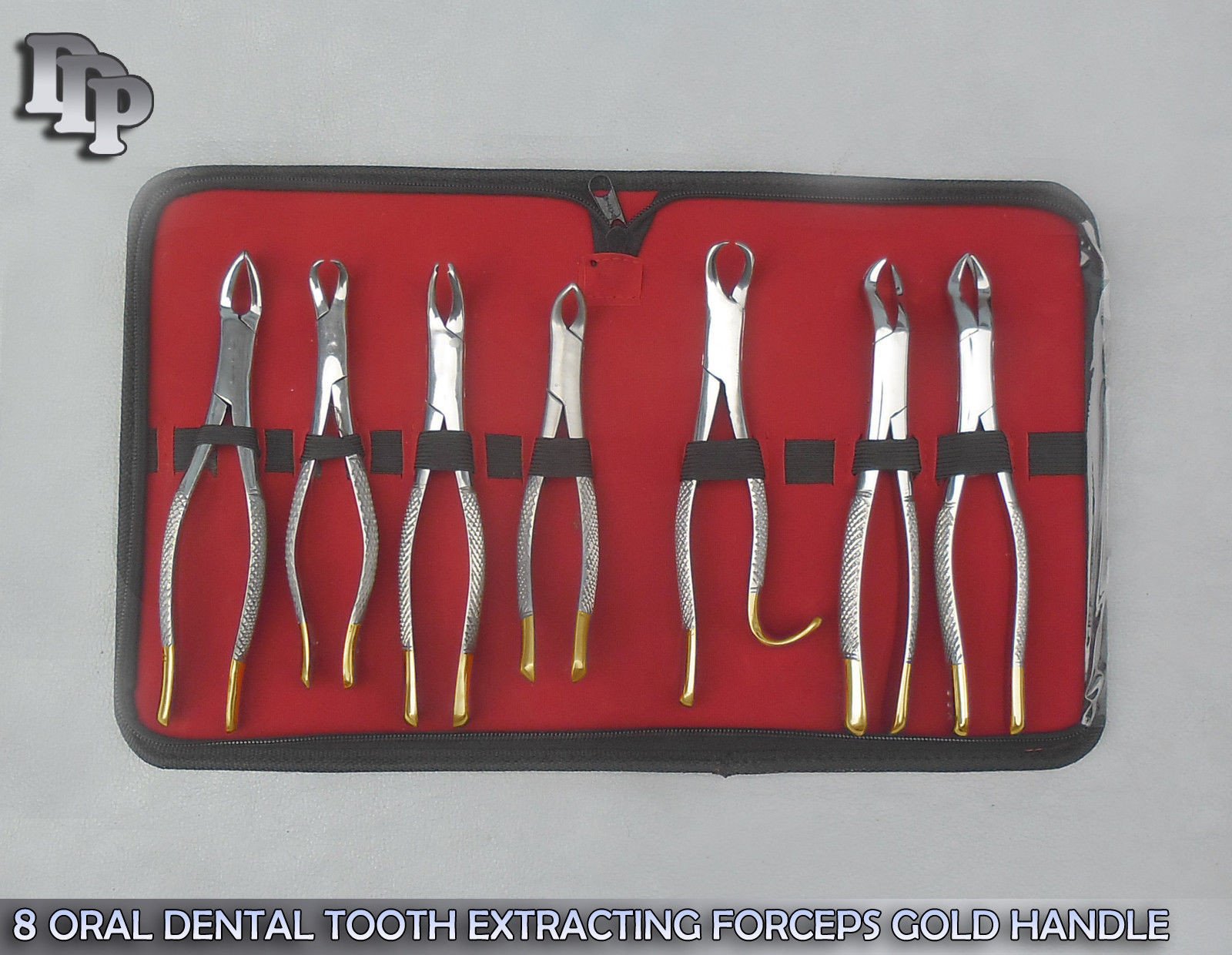 8 O.R GRADE ORAL DENTAL TOOTH EXTRACTING FORCEPS WITH GOLD HANDLE INSTRUMENTS - Image 3