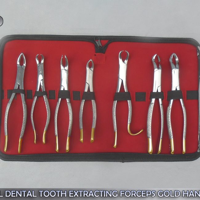 8 O.R GRADE ORAL DENTAL TOOTH EXTRACTING FORCEPS WITH GOLD HANDLE INSTRUMENTS