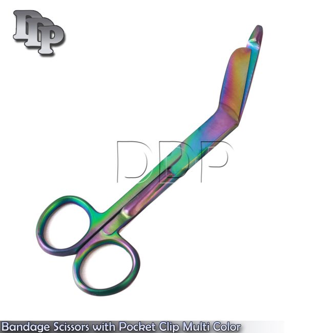 Bandage Scissors 5.5" with Pocket Clip Multi Color Surgical Instruments