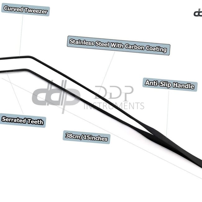 Black Curved Aquarium Tweezers 15'' Stainless Steel Curved Tweezers DS-1431
