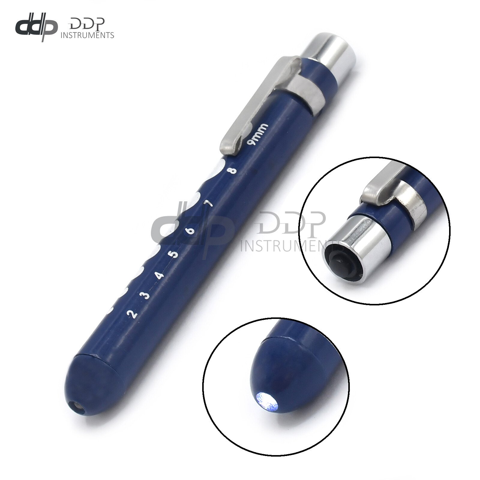 Blue Reusable Nurse Penlight Pocket Medical LED with Pupil Gauge PL-011