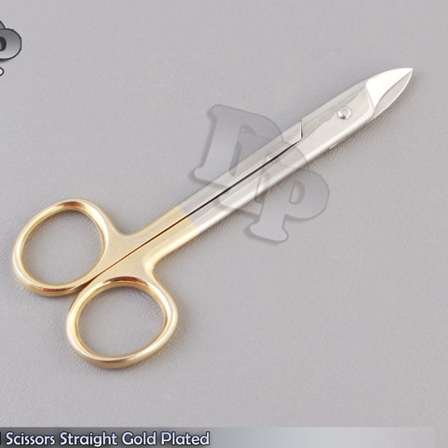 CROWN Scissors Straight 4.25" Gold Plated Dental Surgical Instruments