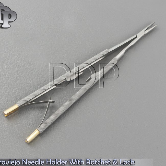 Castroviejo Needle Holder TC 18 cm with Ratchet & Lock Dental Micro Instruments