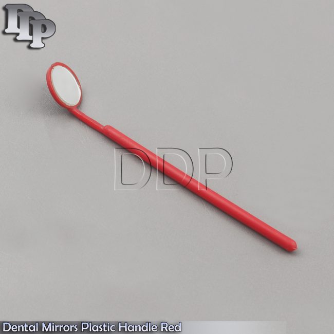 Dental Mirrors Plastic Handle Red Color Surgical Instruments