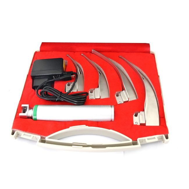 FIBER Optic Laryngoscope with Rechargeable Battery Pediatric 4 Blades & 1 Handle