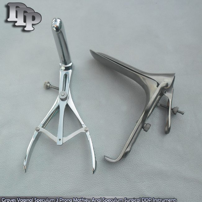 Graves Vaginal Speculum(Small)+3 Prong Mathieu Anal Speculum Surgical Instrument