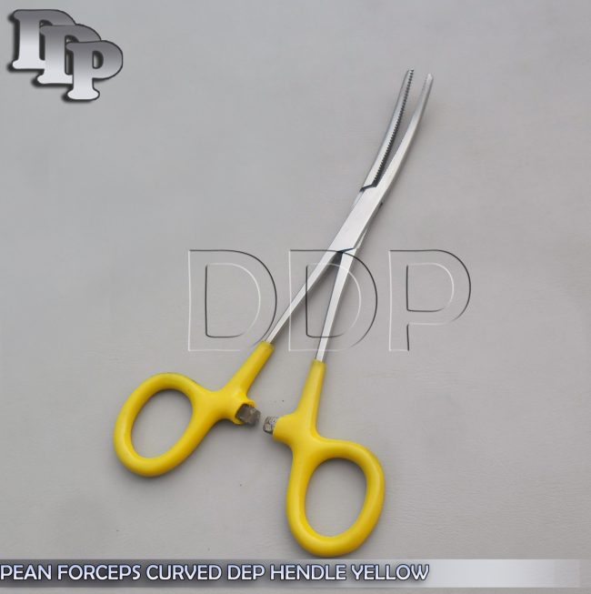 Hemostat Pean Forceps Surgical Instruments, Yellow Dep Handle 5.5" Curved