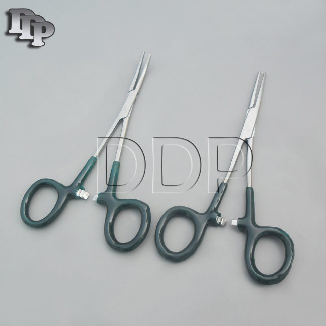 Hemostats Crile Forceps Surgical Green Dep Handle 5.50" Straight + Curved