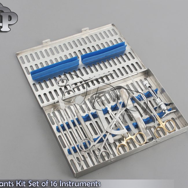 Implants Kit Set of 16 Instruments With Free Sterilization Cassette Box DN-553