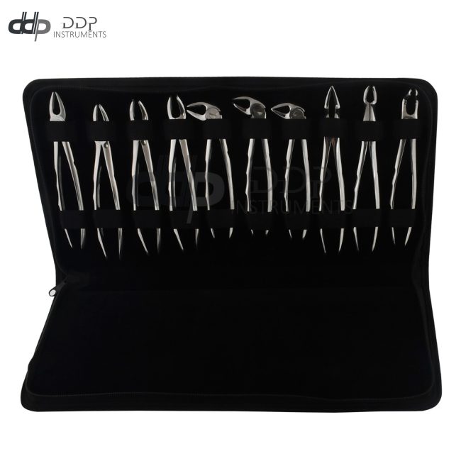 Kit Of 10 Pieces German Grade Tooth Extracting Forceps Anatomical Handle DT-008