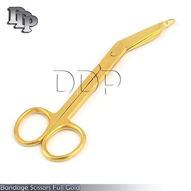 LISTER BANDAGE SCISSORS 4.5" FULL GOLD SURGICAL DENTAL INSTRUMENTS