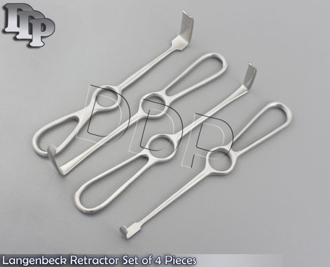 Langenbeck Retractor Dental Implant Surgical Surgery Instruments Set of 4 Pieces