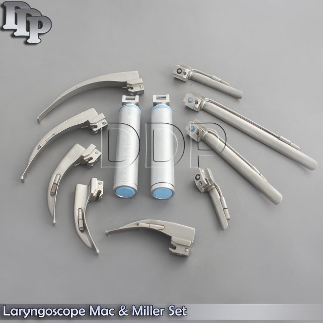 Laryngoscope Mac & Miller Set of 9 BLADES & 2 HANDLES EMT (no case) LS-3095
