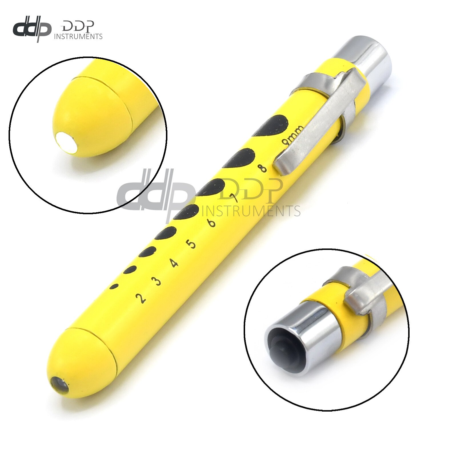 Light-Yellow Reusable Nurse Penlight Pocket Medical LED with Pupil Gauge PL-016