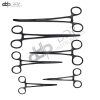 Lot Of 6 Pieces Tactical Black Hemostat Set 5" 6" 8" Curved/Straight Surgical
