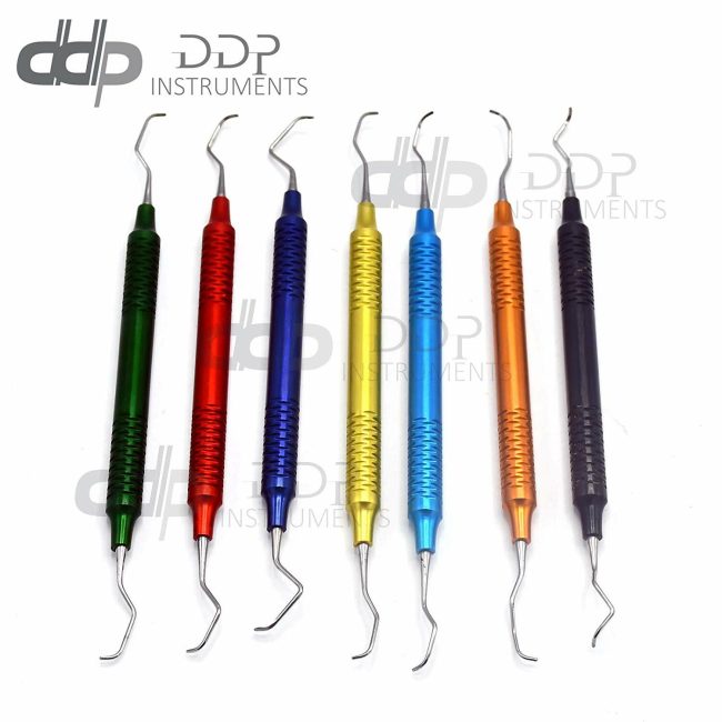 Multi Colour Gracey Set Of 7 Pcs 1/2 To 13/14 Ended Dental Instruments DN-2197