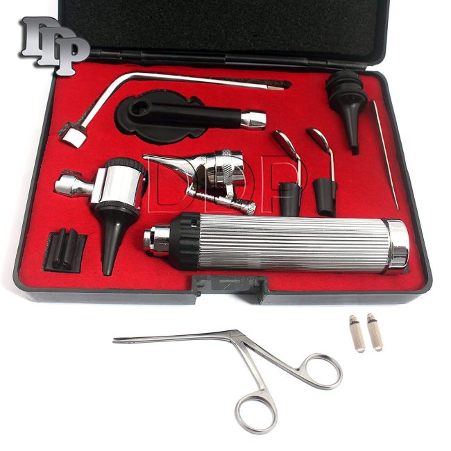 NEW OTOSCOPE & OPHTHALMOSCOPE Set ENT Surgical +2 BULB W/Alligator Fcp NT-1004