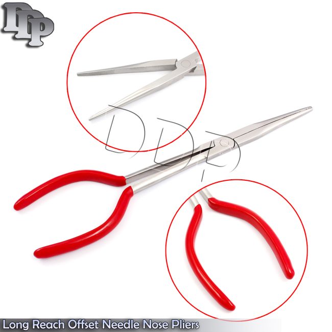 New 11 in. Extra Long Reach Offset Needle Nose Pliers Str