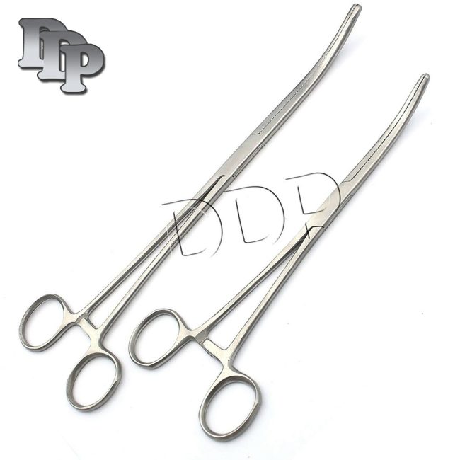 New 2pc Set 18" + 24" Curved Hemostat Forceps Locking Clamps Stainless Steel
