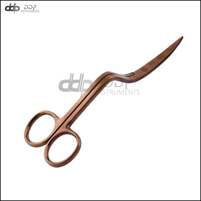 Pro BENT HANDLE Curved Embroidery Scissors Sewing 6" Rose Gold Color DS-1371