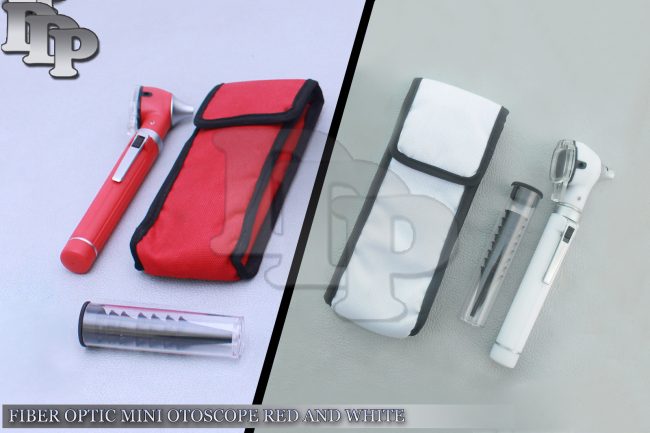 Pro Physician 2.5V Halogen Light FiberOptic Otoscope Diagnost Set Red & White