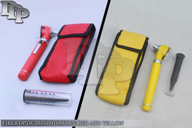 Pro Physician 2.5V Halogen Light FiberOptic Otoscope Diagnost Set Red & Yellow