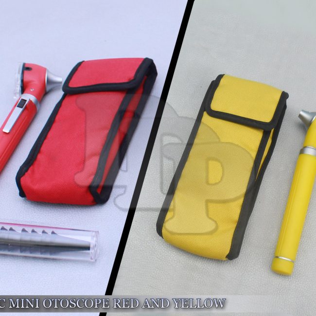 Pro Physician 2.5V Halogen Light FiberOptic Otoscope Diagnost Set Red & Yellow