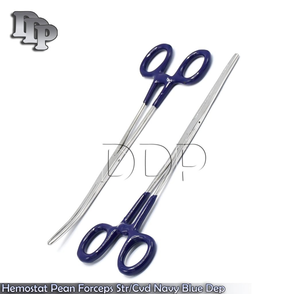 ROCHESTER PEAN HEMOSTAT FORCEPS STR+CVD SERRATED TIP 8"-Navy Blue Dep