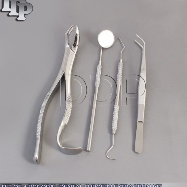 SET OF 4 PCS ORAL DENTAL SURGERY EXTRACTION KIT WITH EXTRACTING FORCEPS #210H