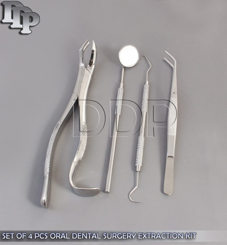 SET OF 4 PCS ORAL DENTAL SURGERY EXTRACTION KIT WITH EXTRACTING FORCEPS #210H