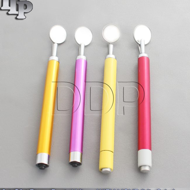 Set Of 4 Pieces Dental Mirror WITH LIGHT (Mix Color) Dental Instruments