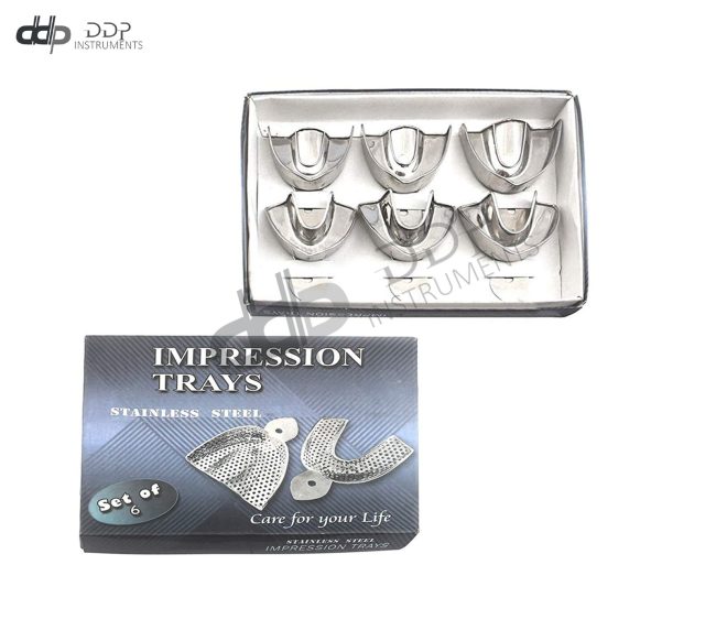 Set Of 6 Pcs Stainless Steel Impression Trays Solid  Surgical Dental Instruments